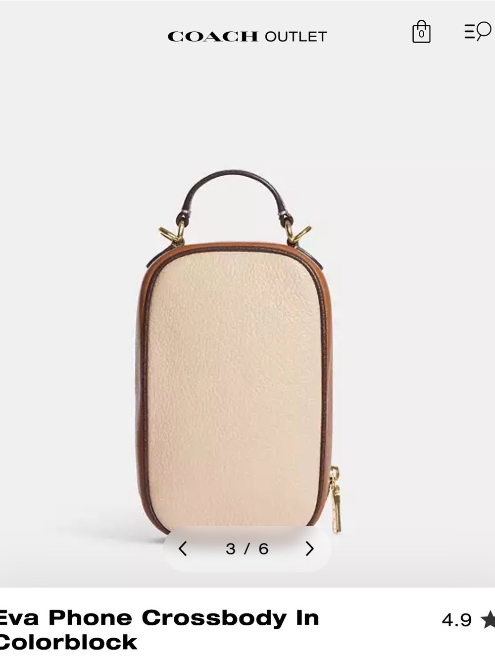 Coach Colorblock Eva Phone Crossbody in Cream and Brown - Picture 6 of 9